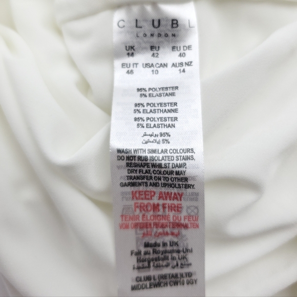 NEW Club L London Neva White Bardot Twist Maternity Dress Ruched Bodycon Size 10 - Picture 9 of 10